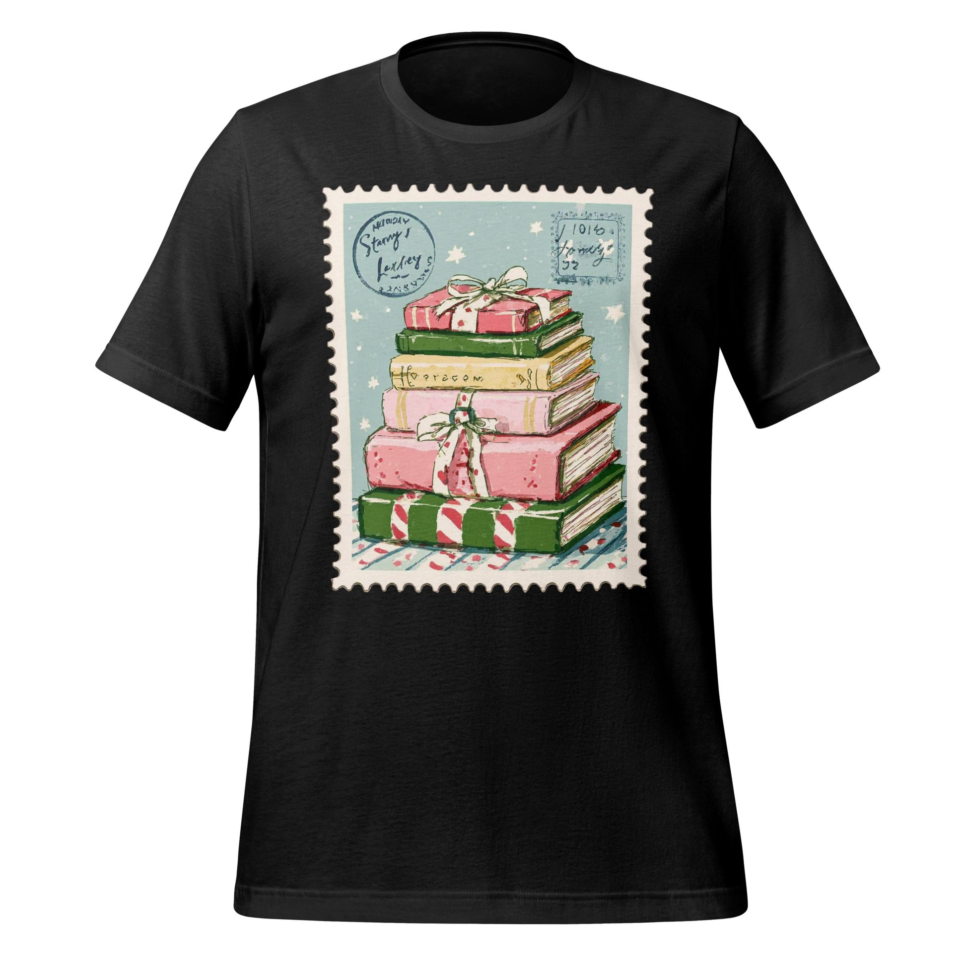 Christmas Book Stack with Gifts Graphic T-Shirt