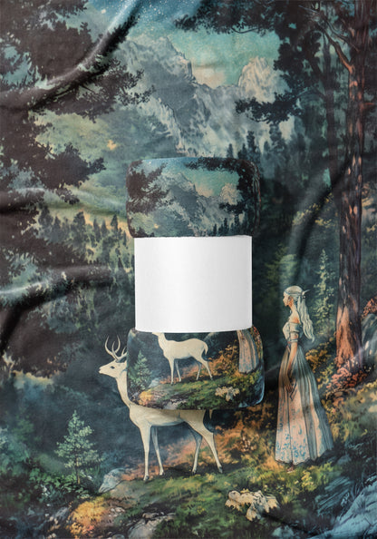 Enchanting Forest Scene with Deer and Maiden Bedding
