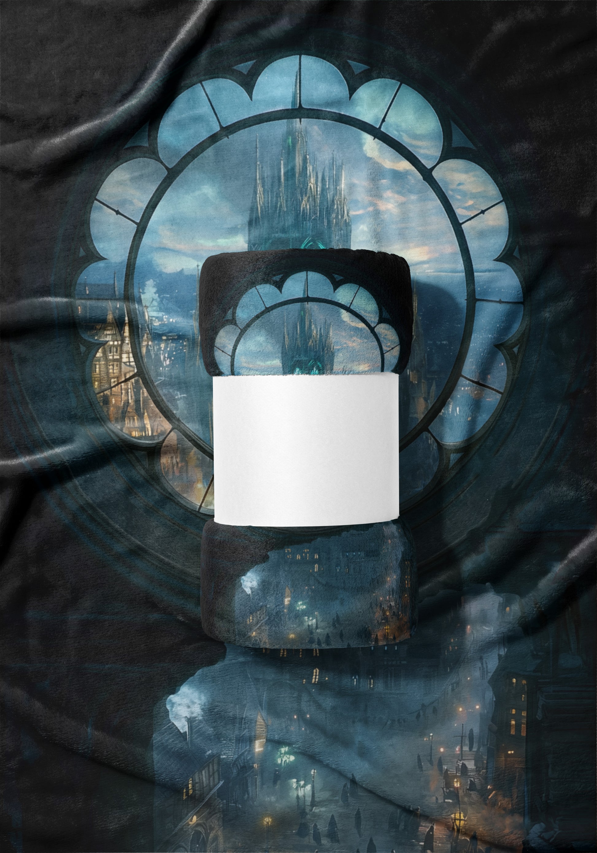 Stunning Detailed Fantasy Cityscape Illustration Blanket