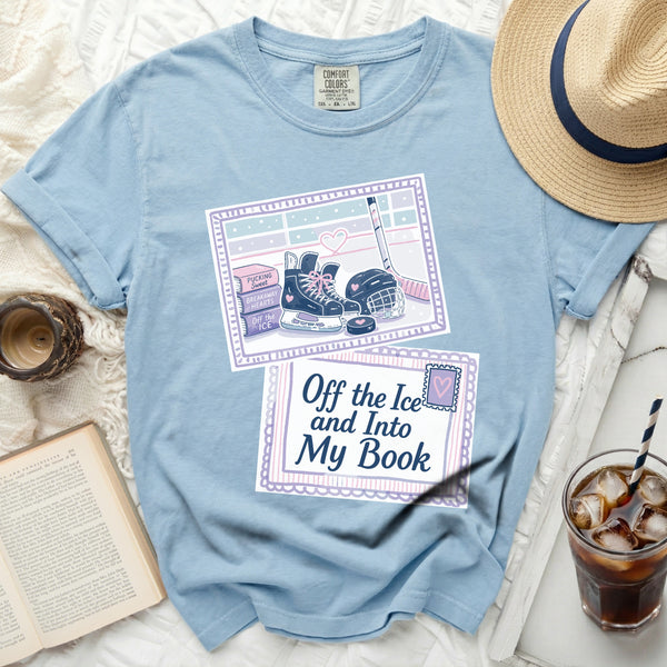 Off the Ice & Into My Book Next Chapter Tee in Chambray