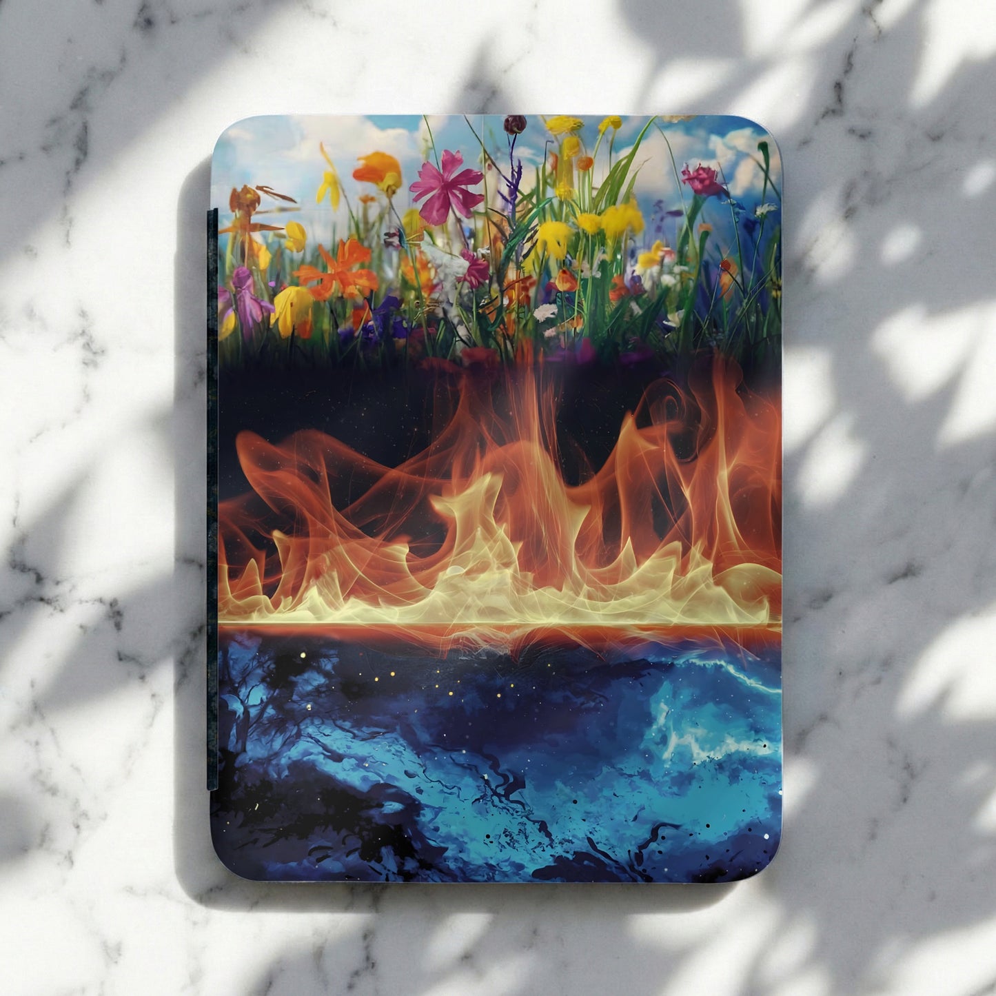 Colorful Wildflowers Fire Flames Blue Swirl Abstract product type