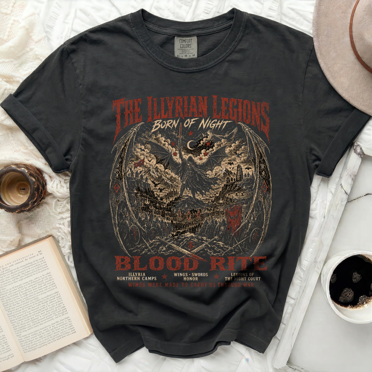 Dark t-shirt with "The Illyrian Legions" and "Blood Rite" graphics.