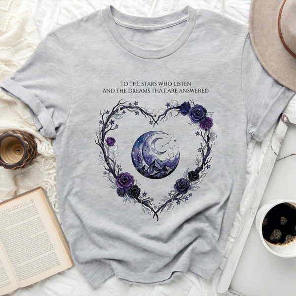 Midnight Rose Heart Tee in Athletic Heather