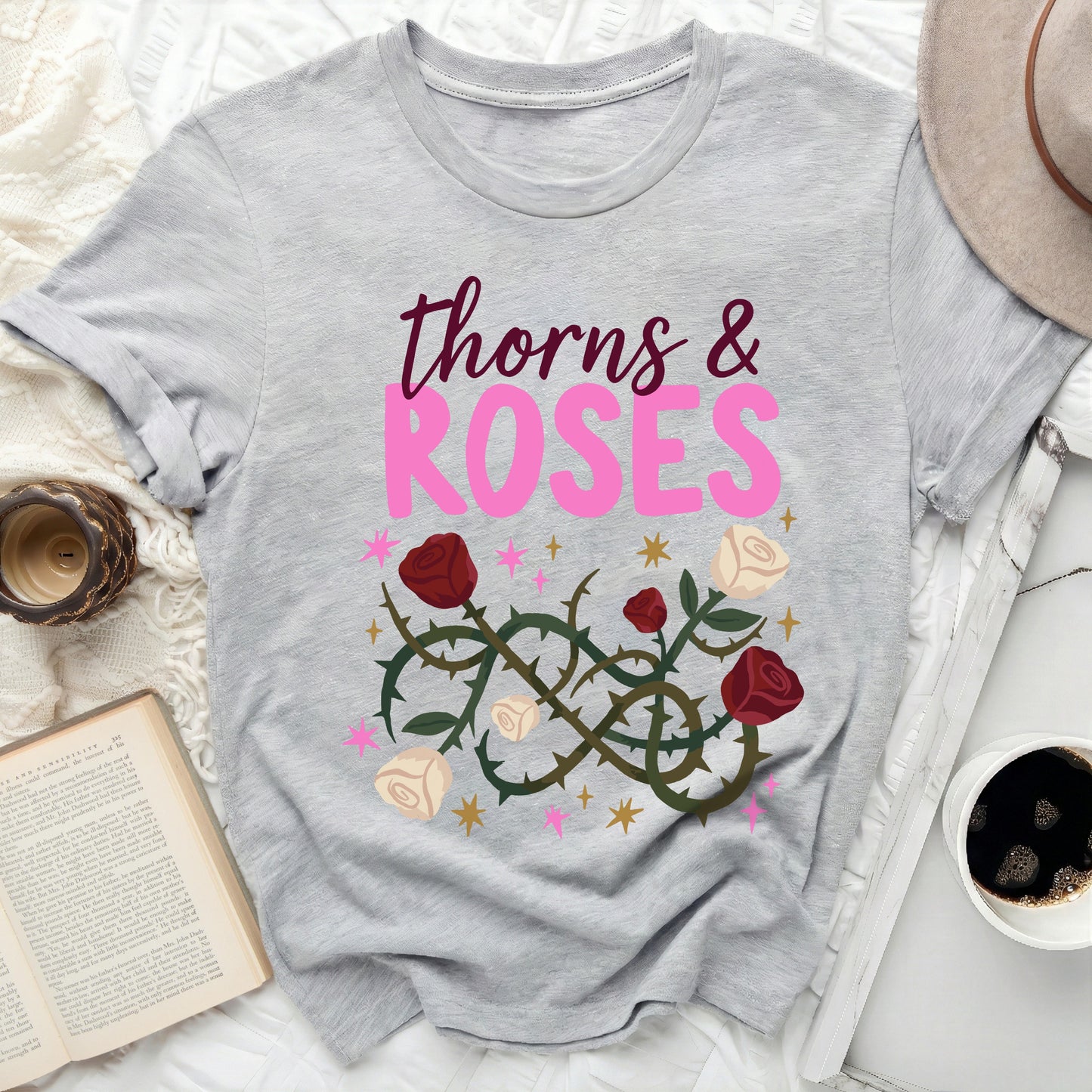 thorns & ROSES floral graphic t-shirt product type