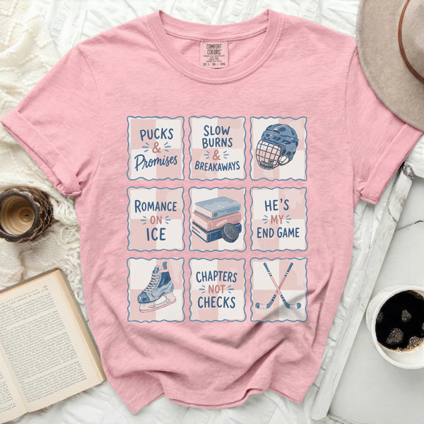 Pucks & Promises Bookish Tee in Blossom