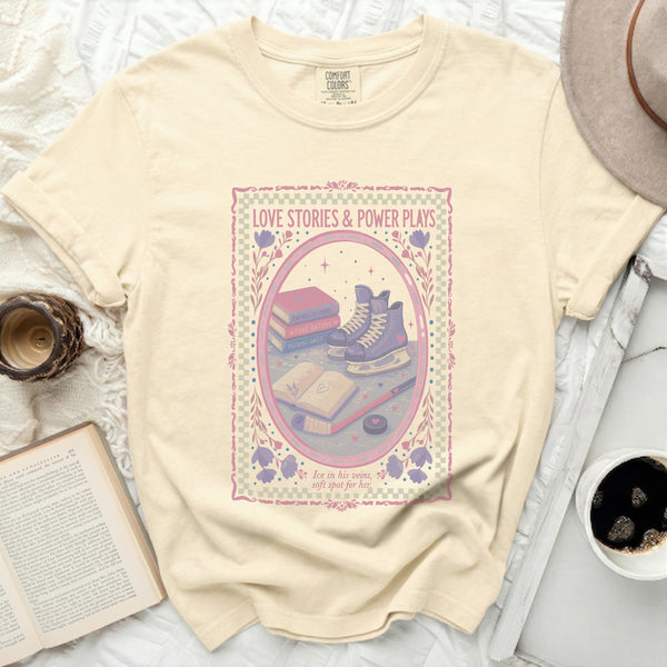 Love Stories & Power Plays Hockey Tee in Ivory