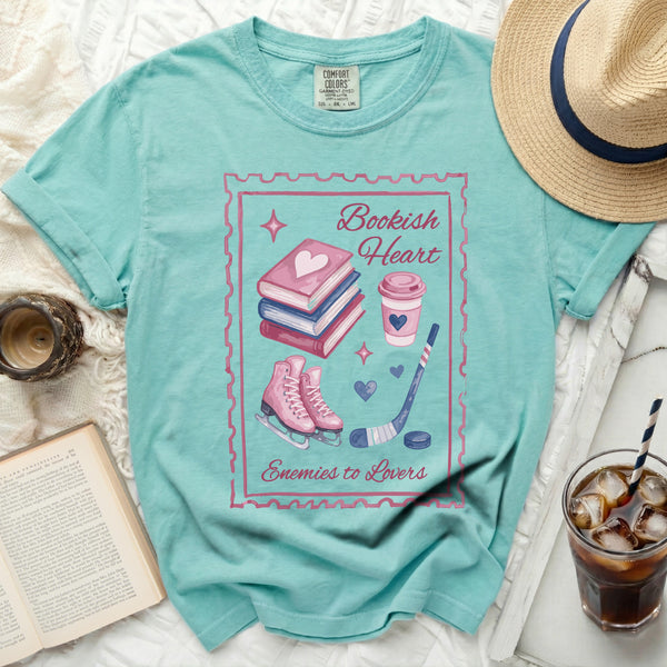 Bookish Heart Enemies to Lovers Tee in Island Reef