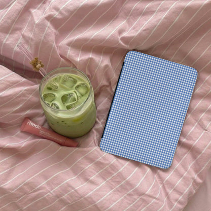 Blue Gingham Checkered Patterned Tablet Cover