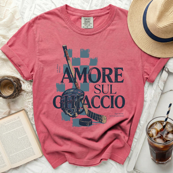 Amore Sul Ghiaccio Hockey Tee in Crunchberry