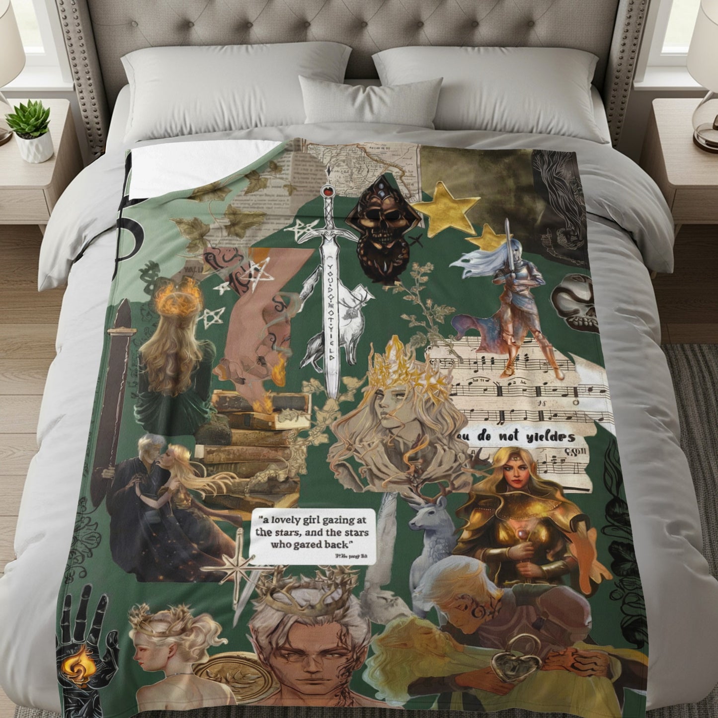 Fantasy Realm Characters and Quotes Bedding