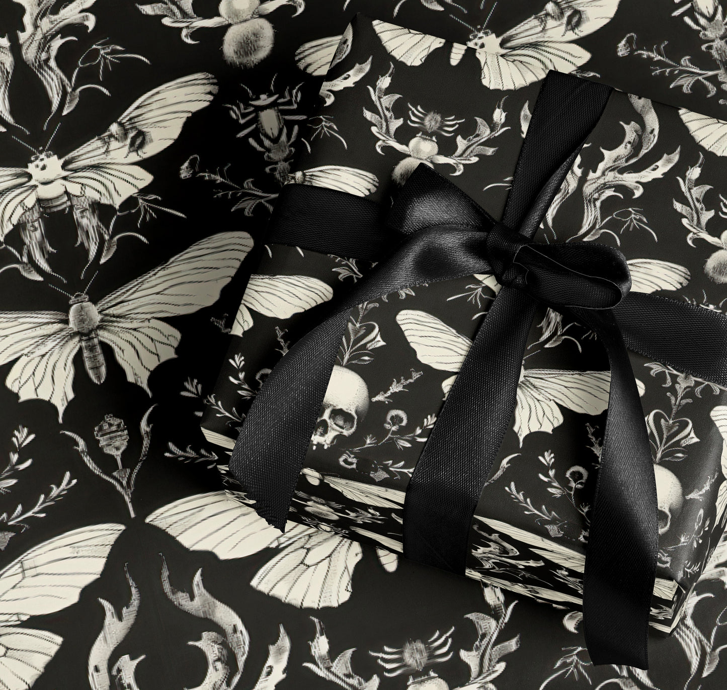 Gothic Skull and Butterfly Wrapping Paper set