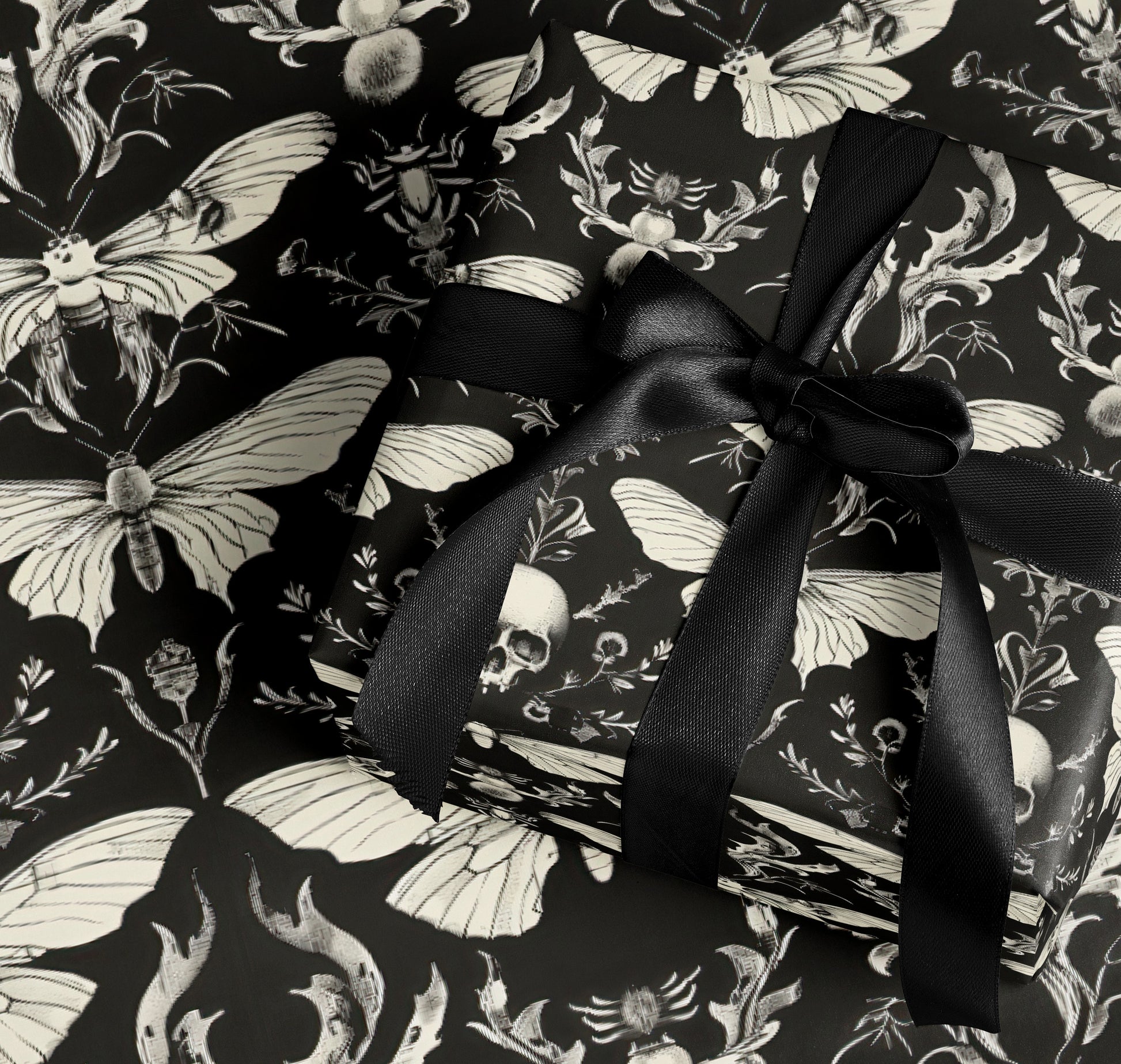 Gothic Skull and Butterfly Wrapping Paper set