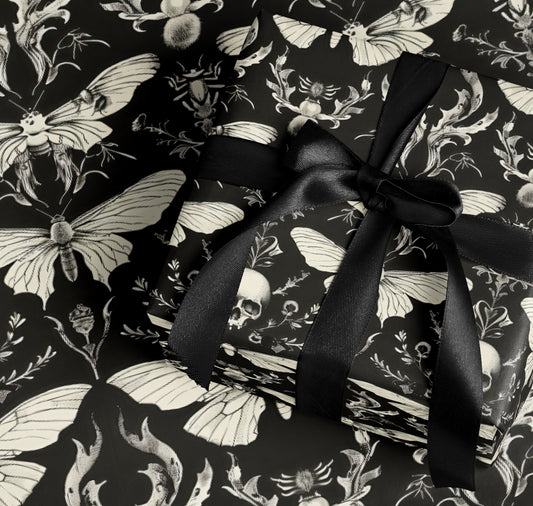 Gothic Skull and Butterfly Wrapping Paper set