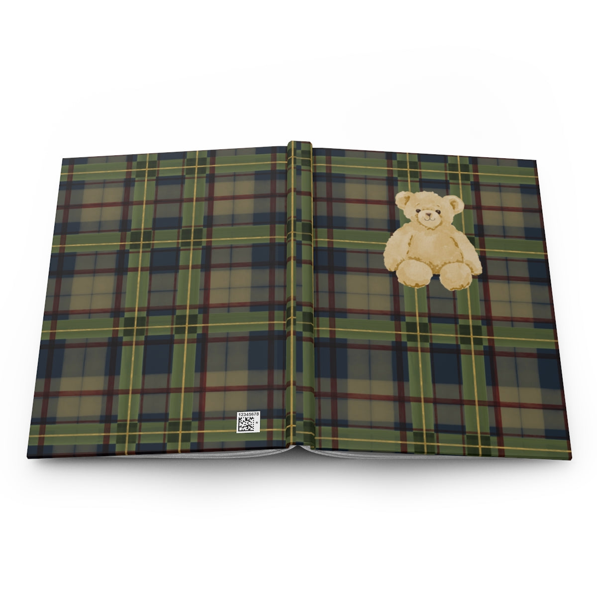 Plaid Notebook with Cute Teddy Bear Design