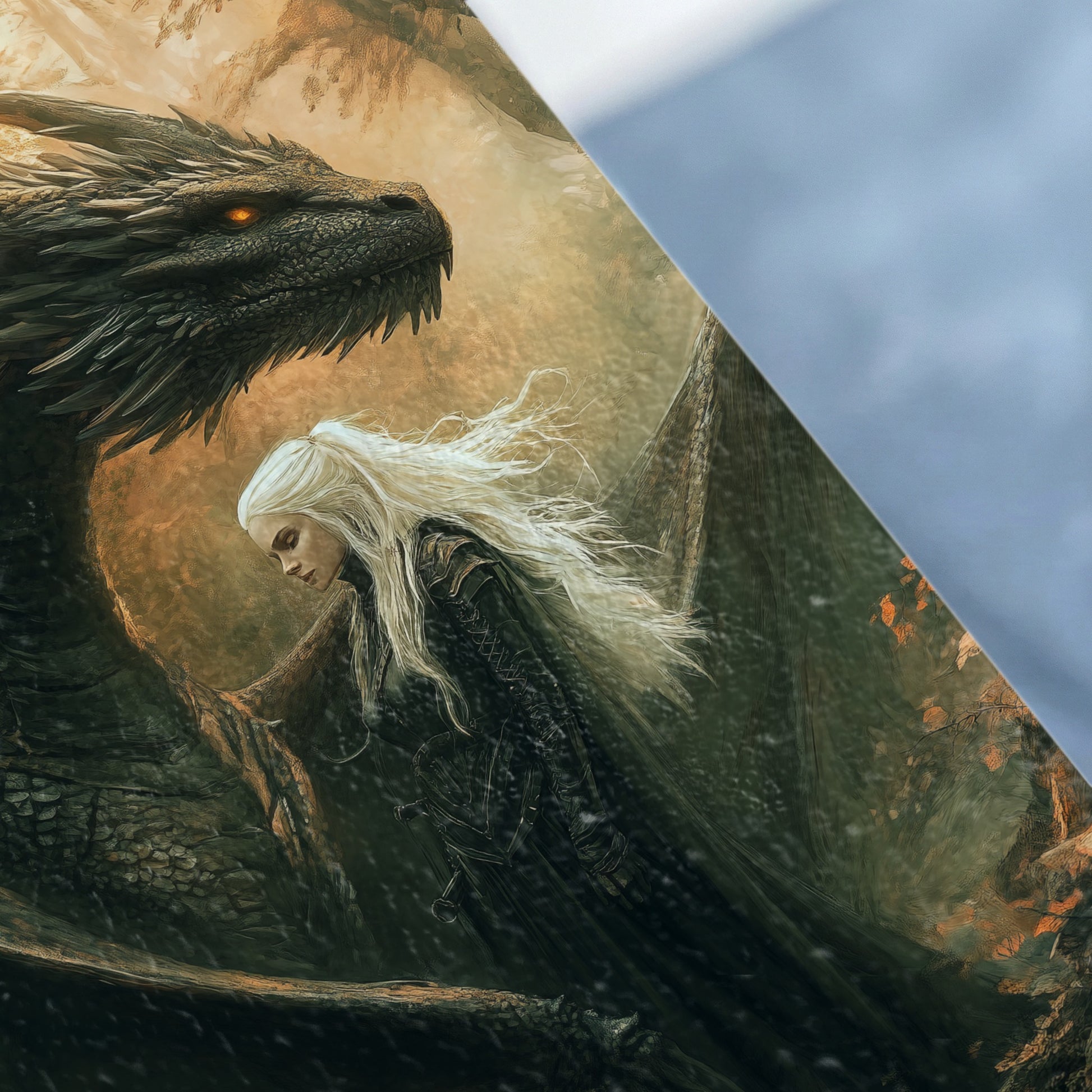 Dragon Woman White Hair Glowing Eye Wings product type