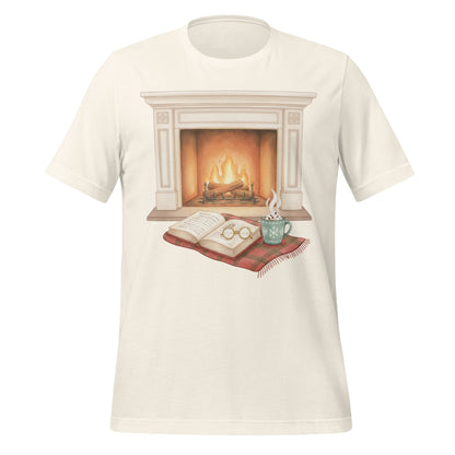 Cozy Fireplace with Book and Mug T-Shirt