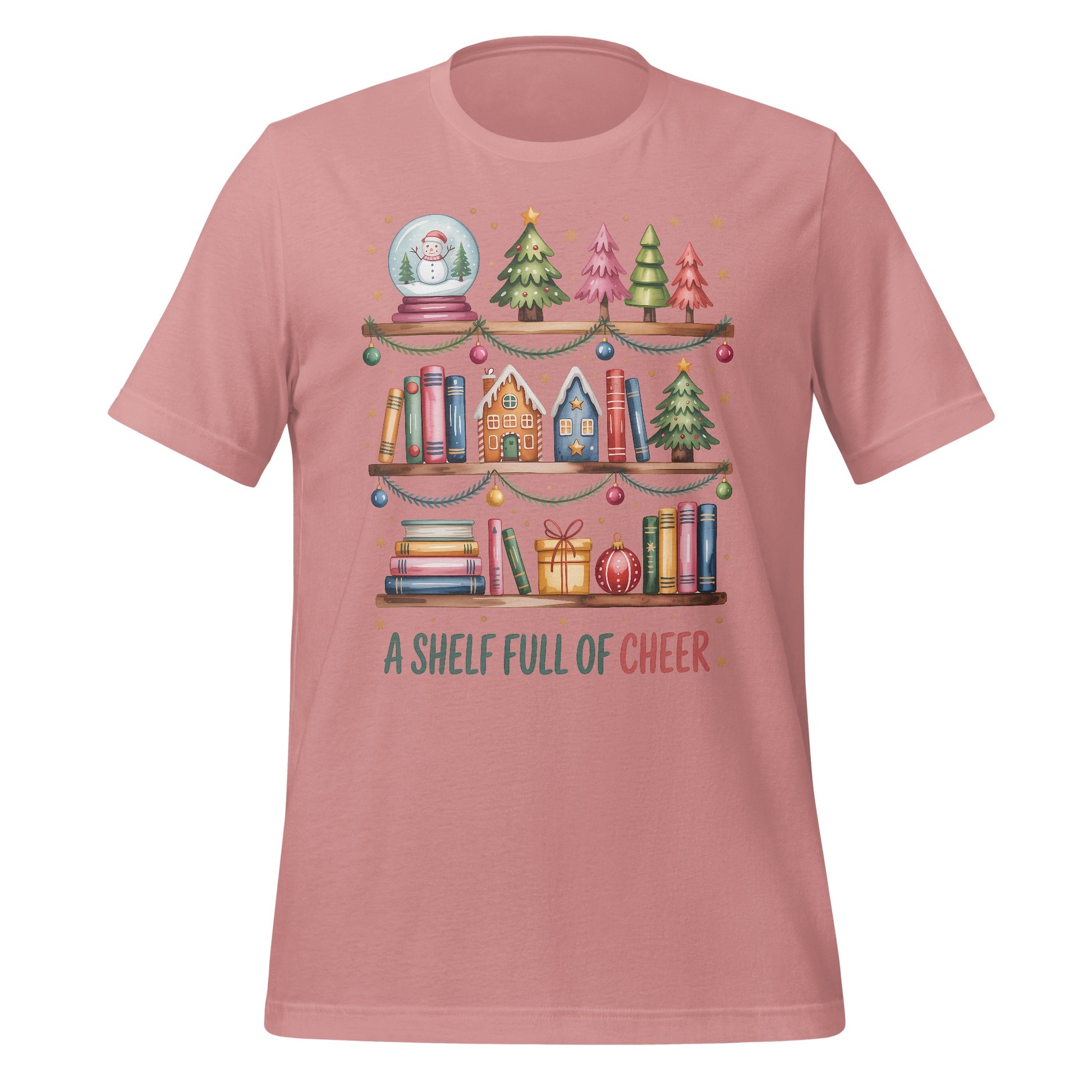 A Shelf Full of Cheer Festive Books Graphic Shirt