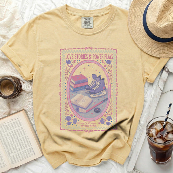 Love Stories & Power Plays Hockey Tee in Butter