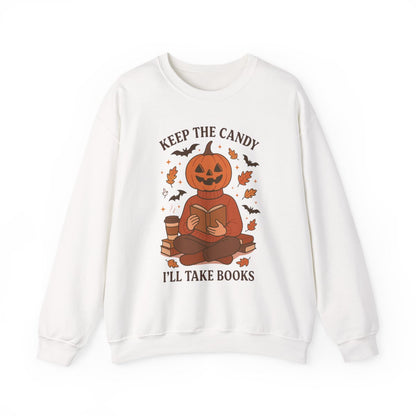 Keep The Candy I'll Take Books Halloween Sweatshirt