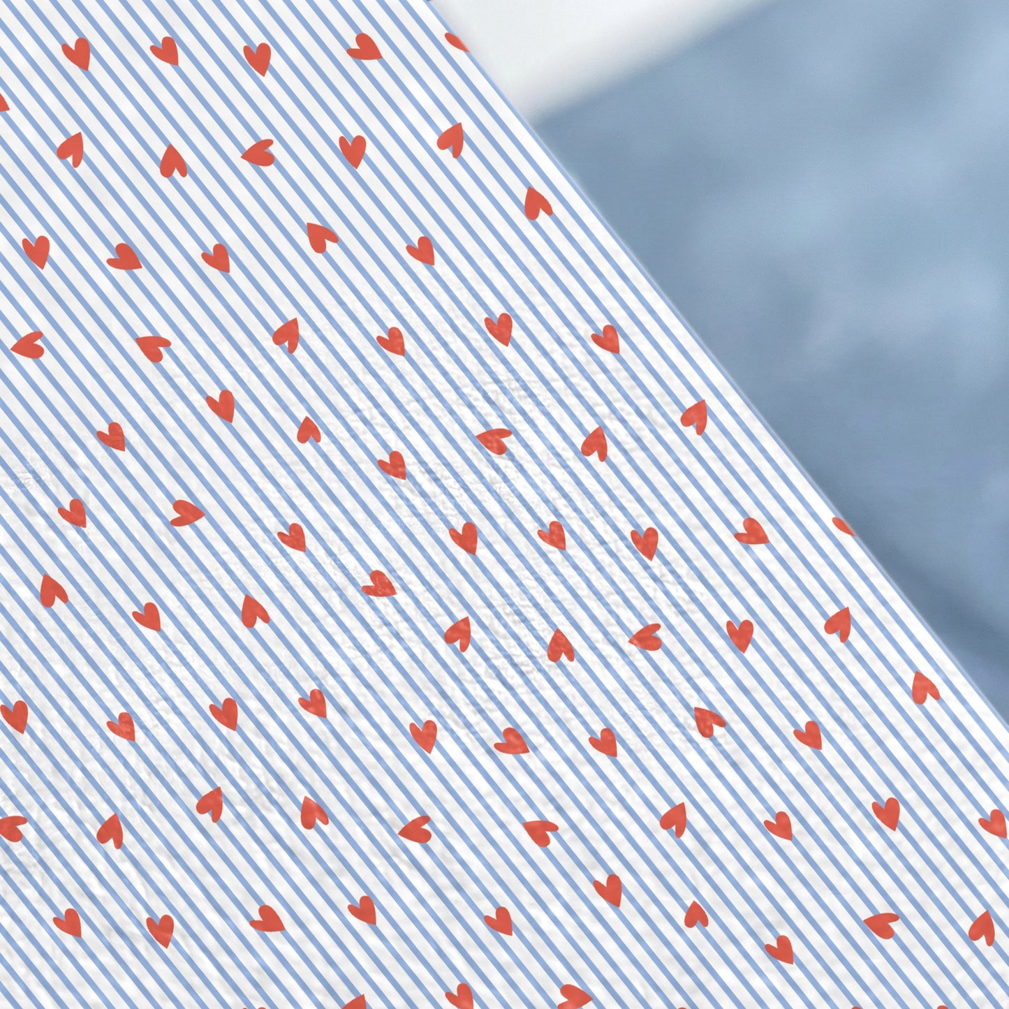 Red Hearts with Blue Stripes Design Paper Wrapping Sheet