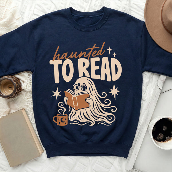 Haunted To Read Ghost Sweatshirt in Navy