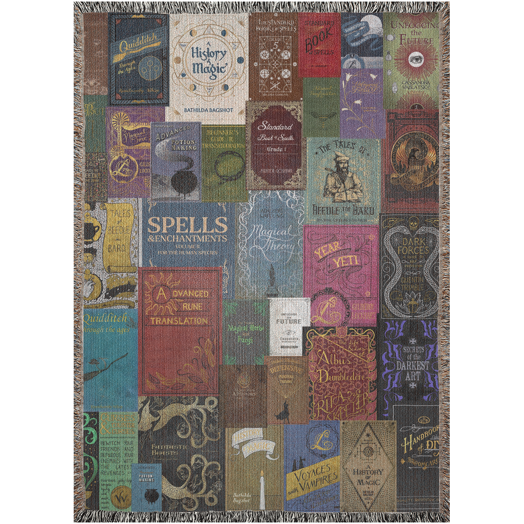 📚 Wizard Books Woven Tapestry Blanket | Potterhead Must-Have 🧙‍♂️