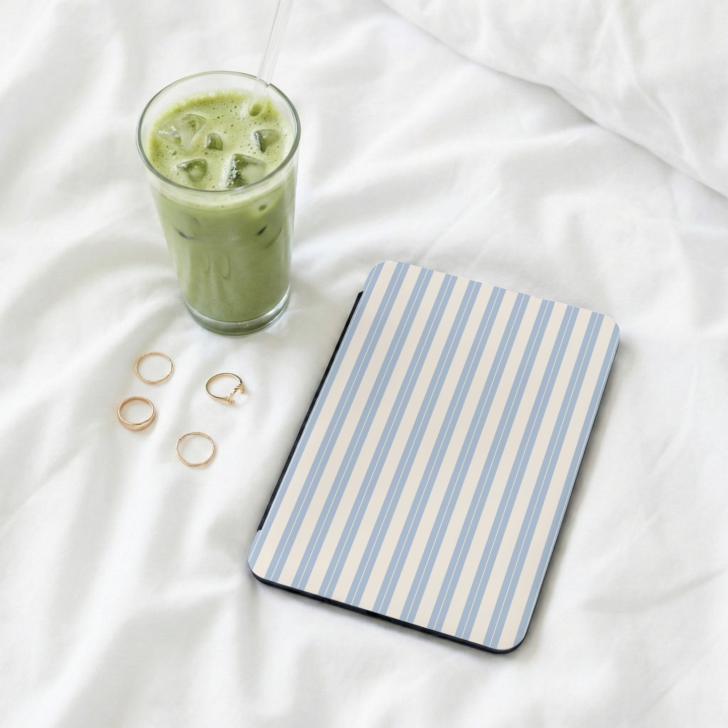 Blue and White Striped Pattern Tablet Cover