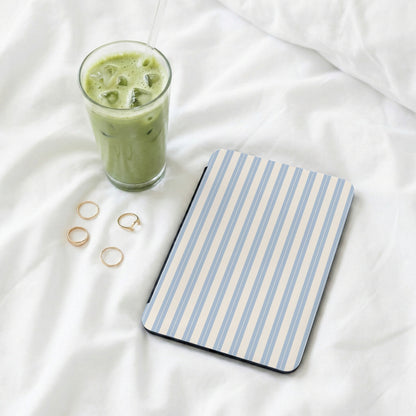 Blue and White Striped Pattern Tablet Cover