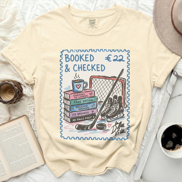 Booked & Checked Hockey Romance Tee in Ivory