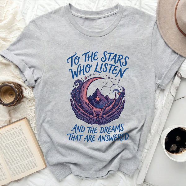 Velaris Skeletal Moon Tee in Athletic Heather