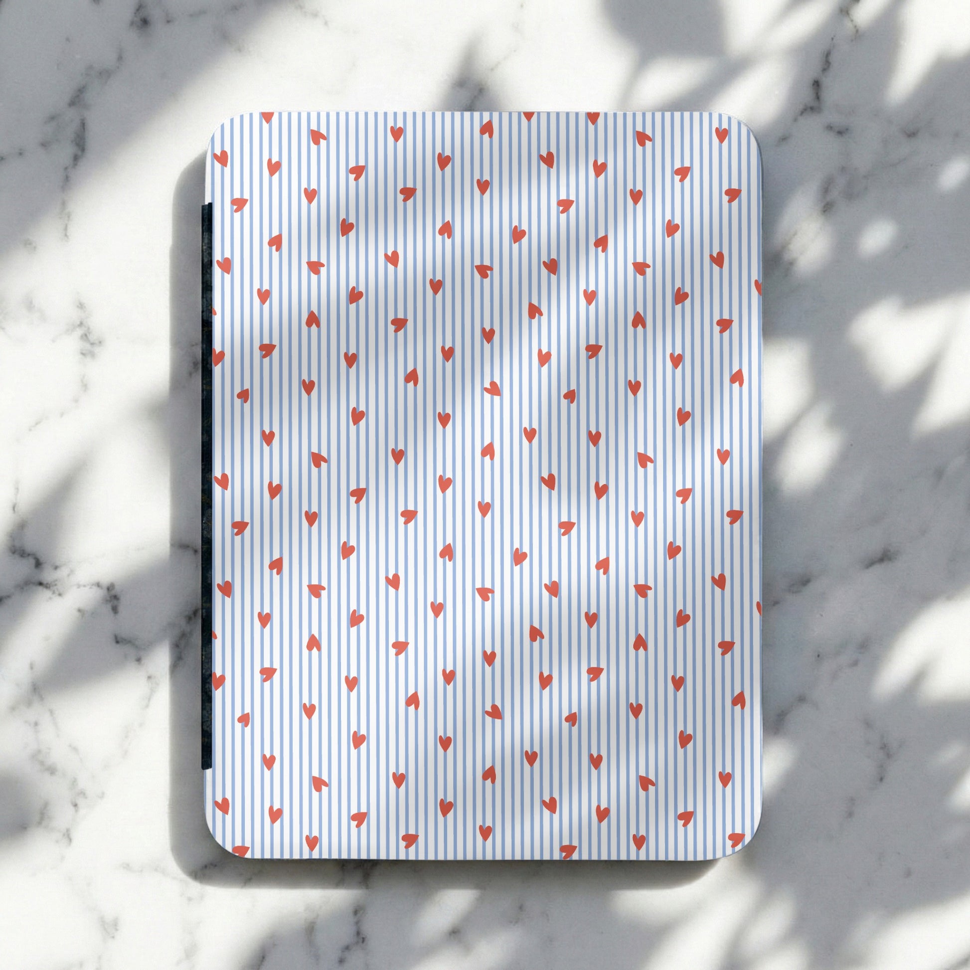 Red Heart and Blue Stripe Pattern Design Mousepad