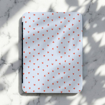 Red Heart and Blue Stripe Pattern Design Mousepad