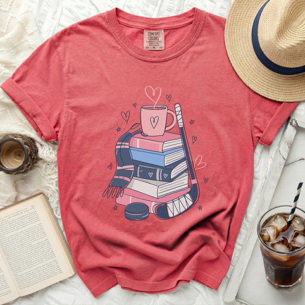 Cozy Study & Rink Vibes Tee in Watermelon