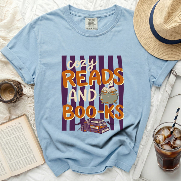 Cozy Reads & Boo-ks Tee in Chambray