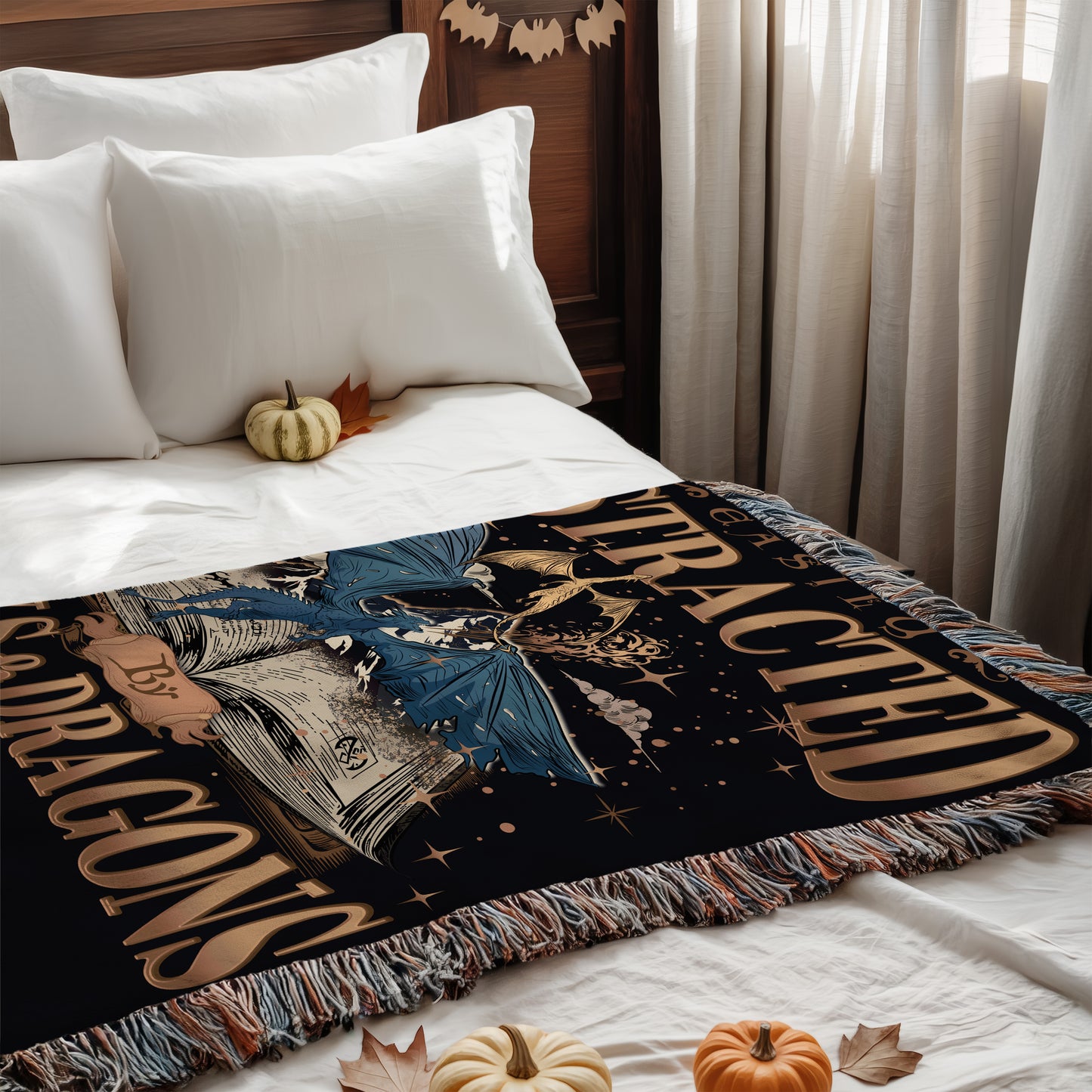 Easily Distracted by Books & Dragons Blanket