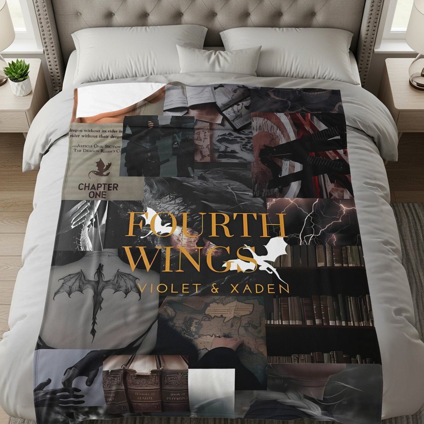 Fourth Wings Violet & Xaden themed blanket
