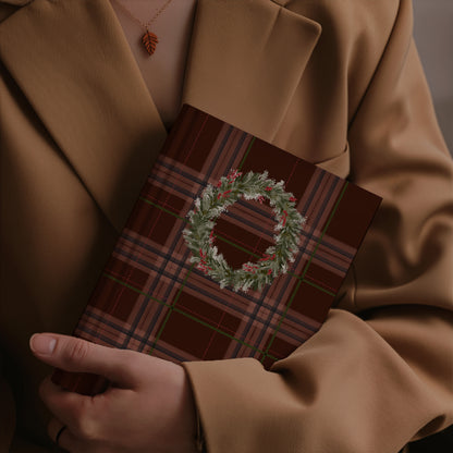 Elegant Plaid Design Notebook with Festive Wreath