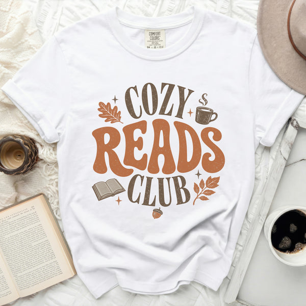 Cozy Reads Club Tee in White