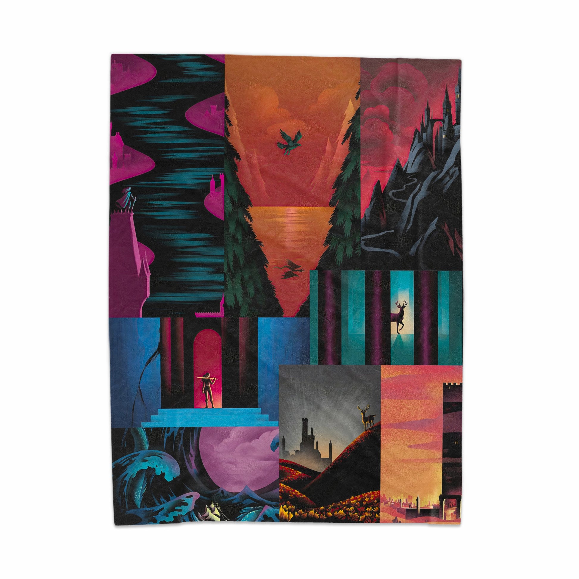 Vibrant Fantasy Art Montage Colorful Blanket