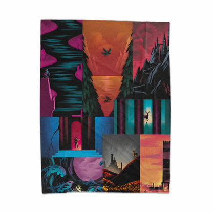 Vibrant Fantasy Art Montage Colorful Blanket