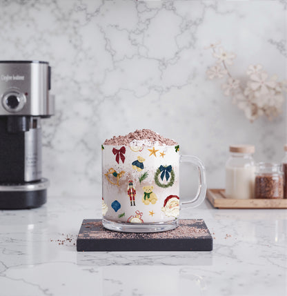 Christmas-Themed Hot Chocolate Glass Mug