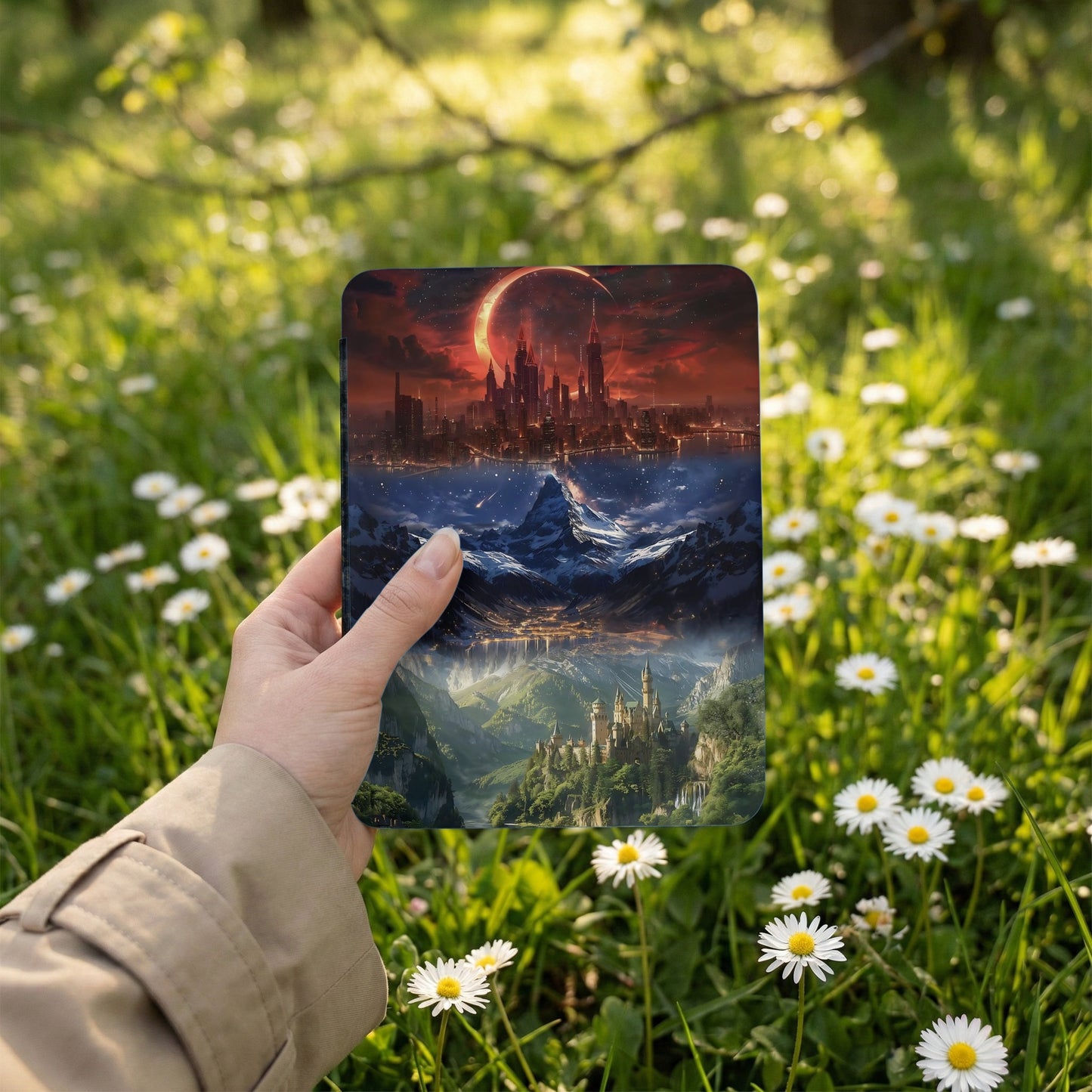 Fantasy City Mountains Castle Triptych Vivid Landscape product type