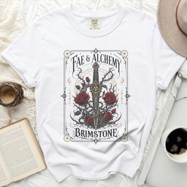 Brimstone Rose Dagger Tee in White