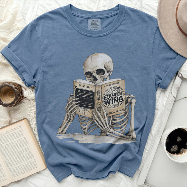 Fourth Wing Skeleton Tee in Blue Jean