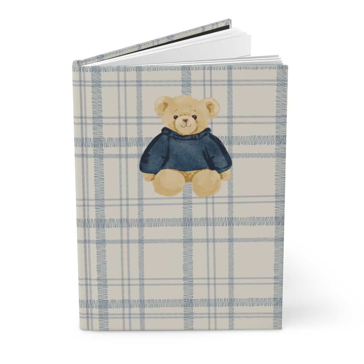 Teddy Bear Design Plaid Hardcover Journal for Writing