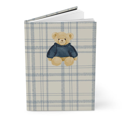 Teddy Bear Design Plaid Hardcover Journal for Writing