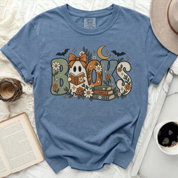 Spooky Ghost Reader Tee in Blue Jean
