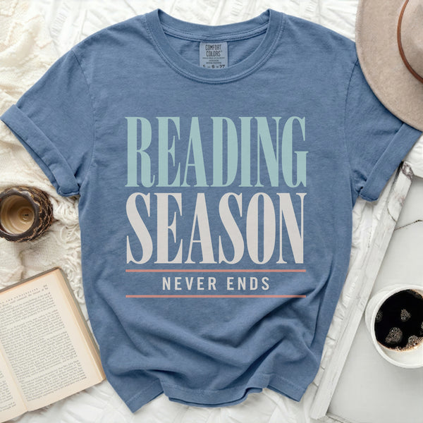 Reading Season Tee in Blue Jean