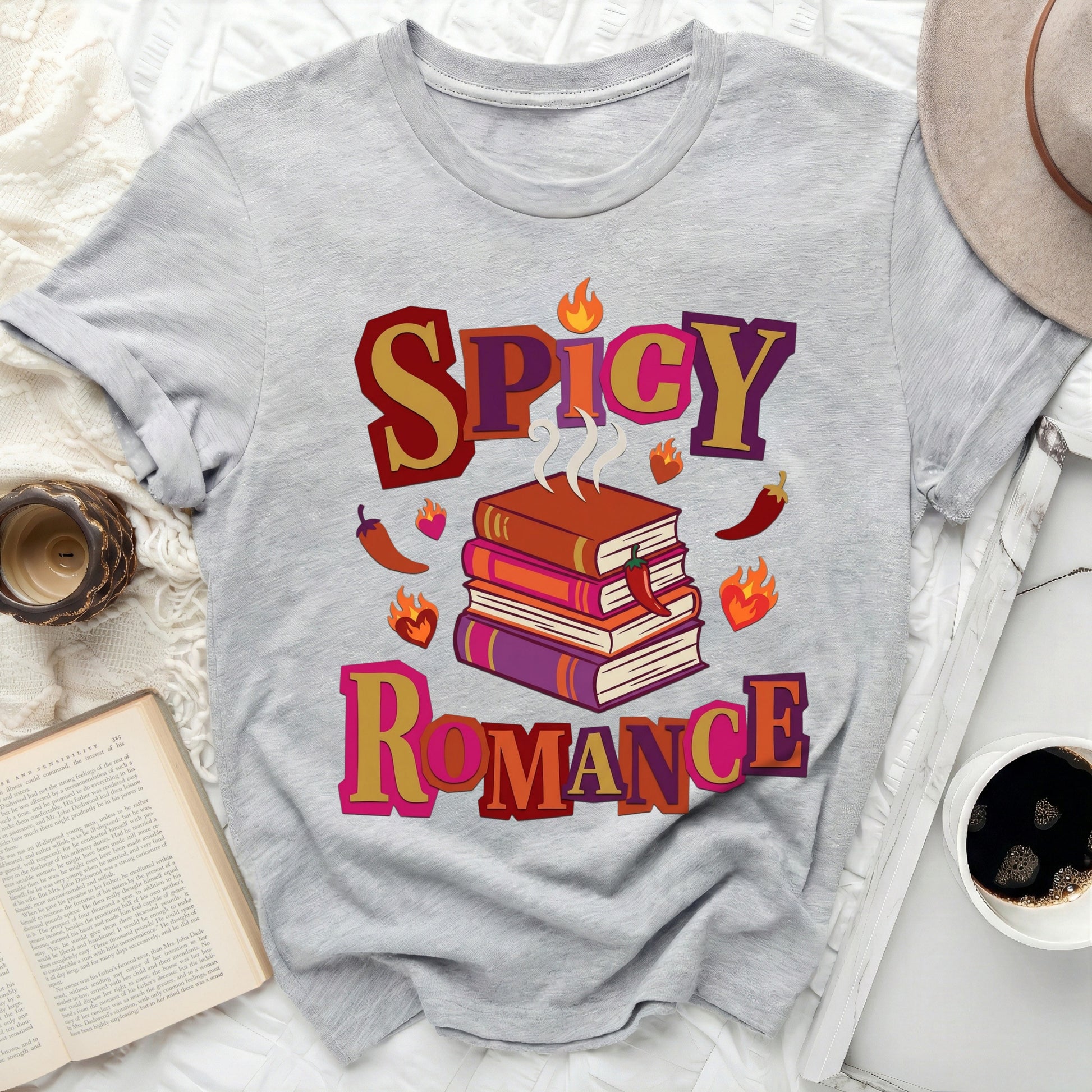 Spicy Romance Books Flames Chili Peppers T-Shirt
Spicy Romance Book Lover Romance Reader Reading Life Chili Peppers Flames Design Bookish Gift Literary Apparel Hot Romance Novel Enthusiast Fiction Fan Book Stack Spicy Reading Book Club Reader Gift Book Aesthetic Unique Book Book Graphic Hot Chili Romance Books