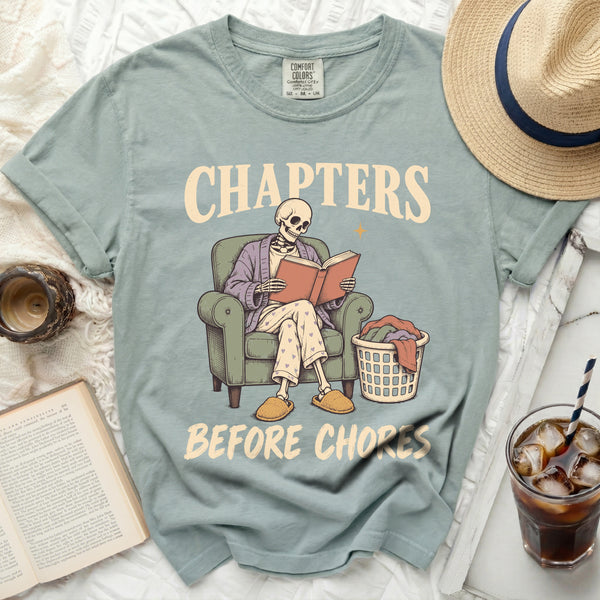 Chapters Before Chores Tee in Bay